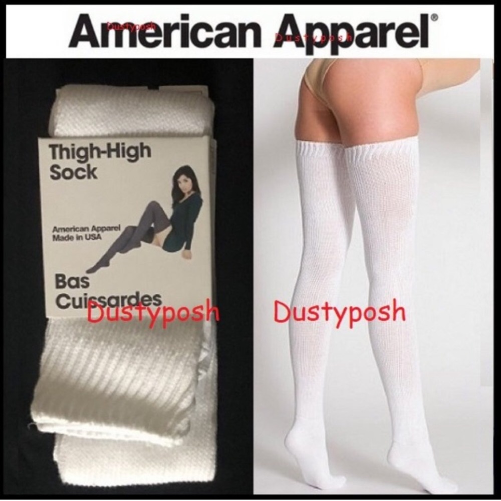 Vintage American Apparel Thigh High Socks Over Knee Long Boot White Black Y2K